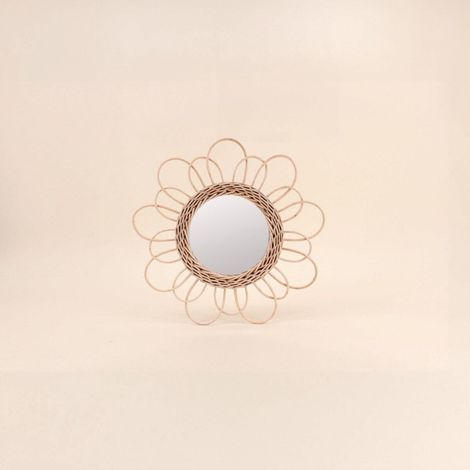 Miroir en rotin rond 30cm