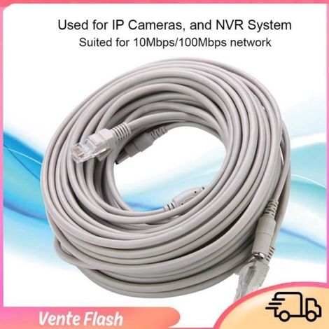 1 Câble Ethernet CCTV, 20m, Cat 5, RJ45 + DC 2,1x5,5 mm, pour caméras IP et système NVR (1/4)