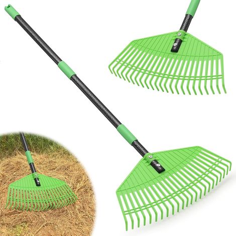 Râteau à feuilles de jardin en plastique de 186 cm pour pelouse, tête en nylon incassable de 42 cm de large, sans danger pour l'herbe de pelouse, outils de ratissage pour feuilles, chaume, débris (1/5)