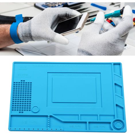 Tapis isolant thermique S-150 pour téléphone portable/ordinateur, tapis de table en silicone, résistant aux hautes températures, inodore, tapis de table pour soudage au pistolet à air chaud (1/5)
