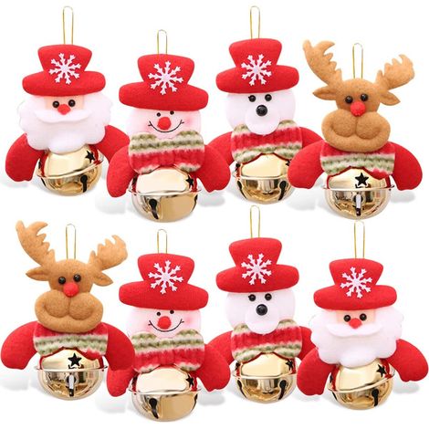 Guirlande De Décoration De Noël - 8 Ornaments En Tissu Non Tissé - Personnages Classiques Sapin Lit Escalier Cheminée - Lot De 8 Pièces (1/5)