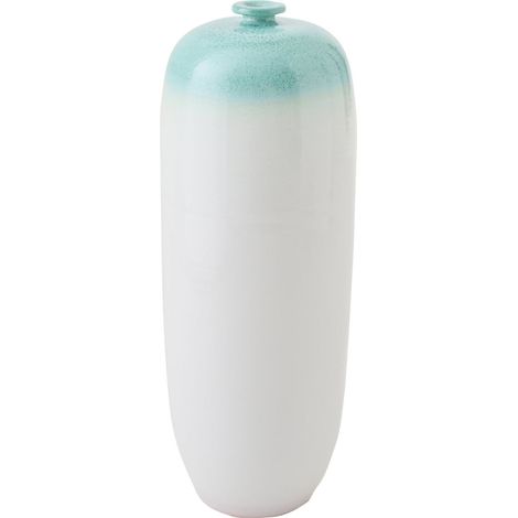 Vase en poterie vert menthe et blanc (1/3)