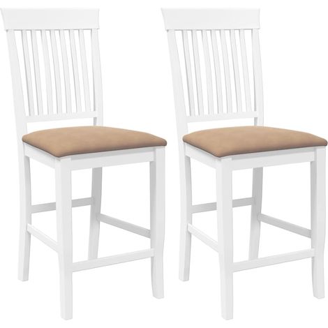 Maison Exclusive - Barhocker mit Kissen 2 Stk. Weiß Massivholz Gu