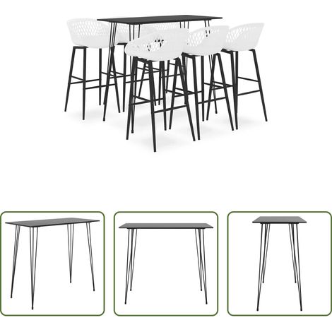 Barhocker - 7-tlg. Bar-Set Schwarz und Weiß (1/5)