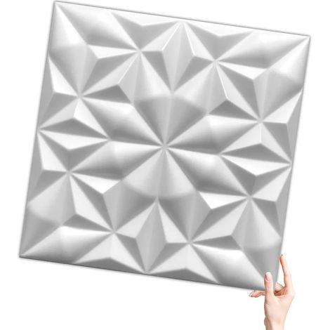 Verdico Panneaux muraux 3D Polystyrne - Noir - 50x50 Cm - 48 pices - Panneaux de plafond - 12 m2
