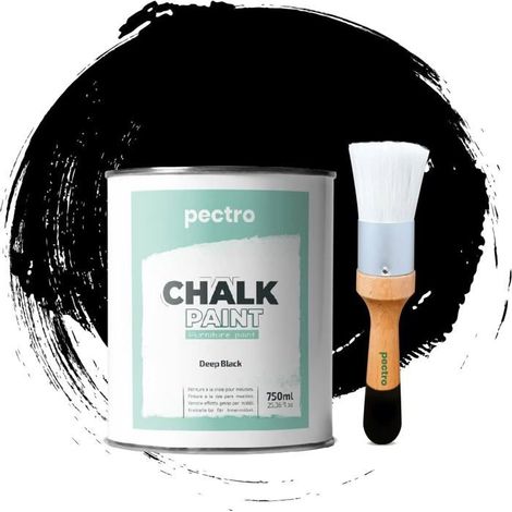 Pintura de Tiza NEGRO PROFUNDO 750ml + Brocha de Madera especial Pack