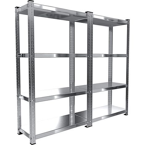2 Scaffali In Metallo Scaffale Alta Portata Con 4 Ripiani Regolabili Ideale Per Garage Officina Cantina Capannone Magazzino Design Modulare 150 x 75 x 30 cm (1/5)