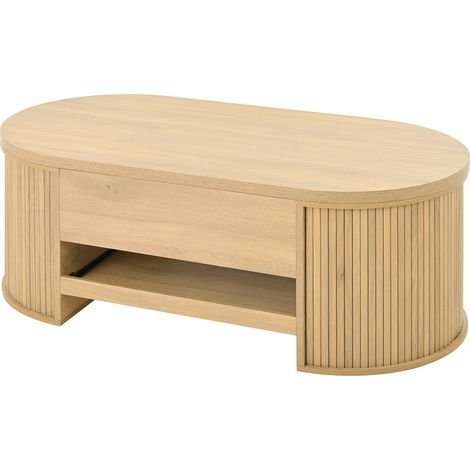 Table basse relevable en MDF couleur bois avec étagère extensible, 110x55,5x40 cm (1/5)