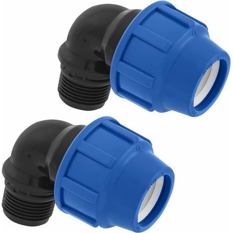 90°-Winkelstück aus MDPE/PP, 25 mm x 3/4"-Außengewinde, für PE-Klemmwasserrohre – PN16 25-mm-Winkel-Rohrverbinder – Anschlussstück für PE80- und PE100-Rohre – 2 Stück (1/5)