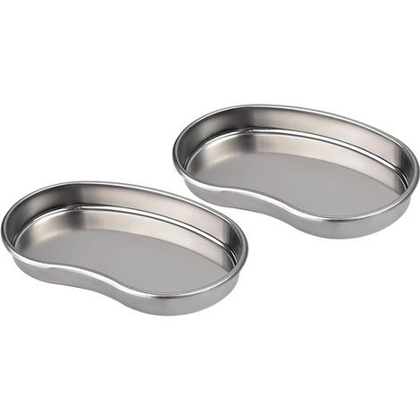 Juego de 2 piezas de copas cadera de acero inoxidable forma de riñón: placa pequeña curva de acero inoxidable, Resistente ácidos calor, Plateado (1/5)