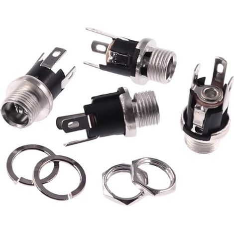 Connecteur d'alimentation CC rond fileté à 3 broches DC-025M, 5,5 x 2,1/2,5 mm, tout cuivre (1/3)