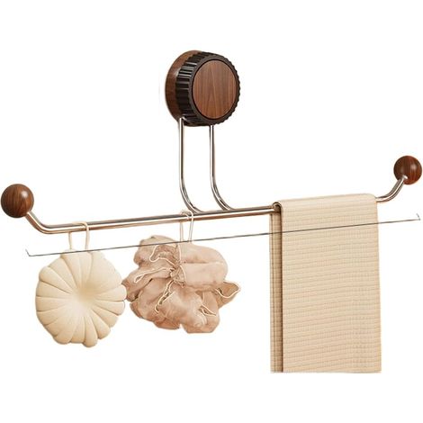 Porte-serviettes mural en acier inoxydable et 39,5 cm, noyer (marron) (1/5)