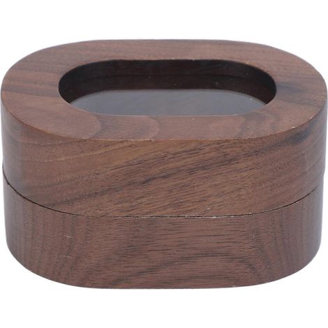 Écrin en bois ovale rouge vin, fermeture magnétique, bois massif, écrin à bague de fiançailles pour mariage, présentoir à bijoux élégant (1/5)