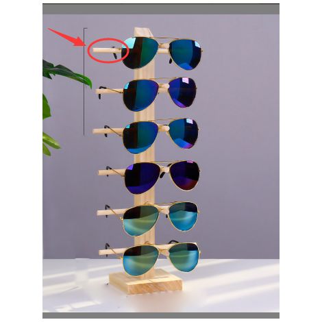 Présentoir à lunettes en bois massif, pin naturel, support rond pour 6 paires de lunettes de soleil, design épuré pour magasin (1/3)