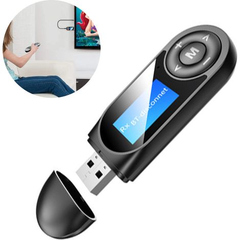 Récepteur Bluetooth pour voiture, adaptateur Bluetooth auxiliaire avec prise jack 3,5 mm, compatible Bluetooth 5.0, 4.2 et 4.0, émetteur audio et réduction du bruit, microphone intégré