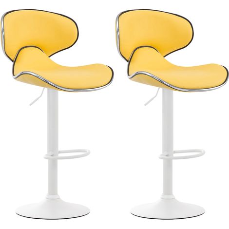 2er Set Barhocker Las Vegas Kunstleder gelb weiß