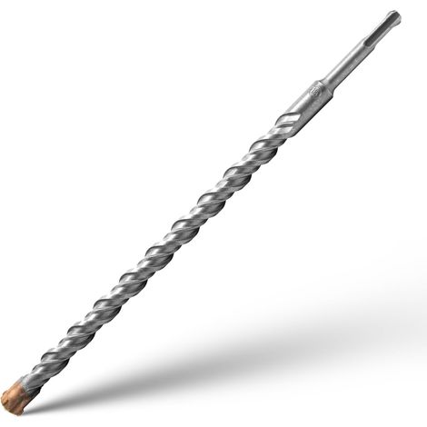 Foret SDS Plus Mèche à Béton 4 Pointes en Carbure Foret Carrelage à Percussion Électrique SDS Plus pour Perforateur Forets Transversaux Brique Pierre Naturelle Métal 18mm x 350mm (1/5)