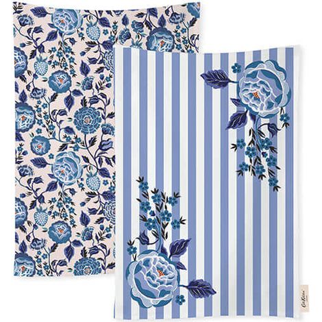 Cath Kidston Strawberry Garden Blue Set of 2 Tea Towels (1/2)