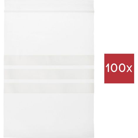 TRU COMPONENTS Druckverschlussbeutel mit Beschriftungsstreifen (L x B) 150 mm x 100 mm Transparent P