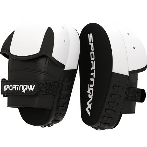 Boxbärenpfoten mit Fingerschutz für Muay Thai, Kickboxen, Kampfsport, MMA, 24 x 19 x 4 cm, weiß (1/5)