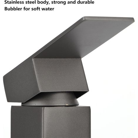 Robinet de lavabo carré en acier inoxydable mat, filetage G1/2 po, forme carrée, avec eau chaude et froide. (1/5)