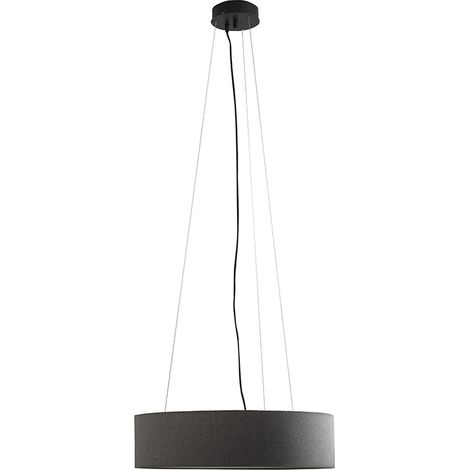 Suspension Vivien Black, Abat-Jour Cylindrique Anthracite, E27, Ip20, 48Cm - Groupe Rossini - Design Minimal Et Élégant (1/5)