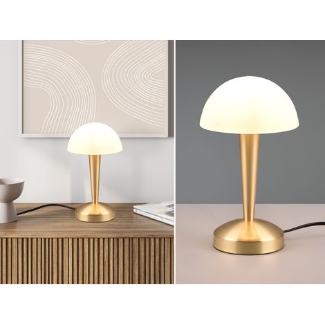 LED Tischleuchte CANARIA mit Glasschirm Touchfunktion Messing, Höhe 26cm (1/5)