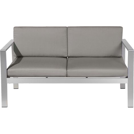 Sofá de jardín gris oscuro de aluminio 2 plazas con cojines Salerno (1/5)