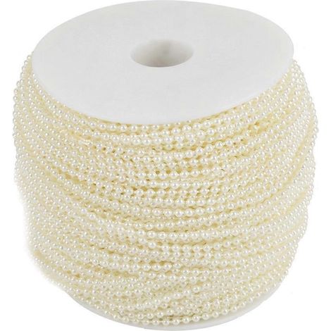 Guirlande de perles en fil de fer imitation perle, 100 m/rouleau, 2,5 mm (beige), pour décoration de mariage DIY (1/4)