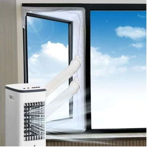 Kit Calfeutrage Climatiseur Mobile Porte Fenetre 400cm, pour Climatiseurs, Sèche-linge et Déshumidificateurs Tuyau évacuation Calfeutrage Fermeture éclair, Facile a Installer (4m) (1/5)