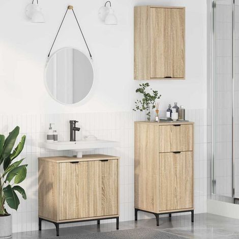 vidaXL Set di mobili per il bagno con cassetto 3 pcs rovere (1/5)