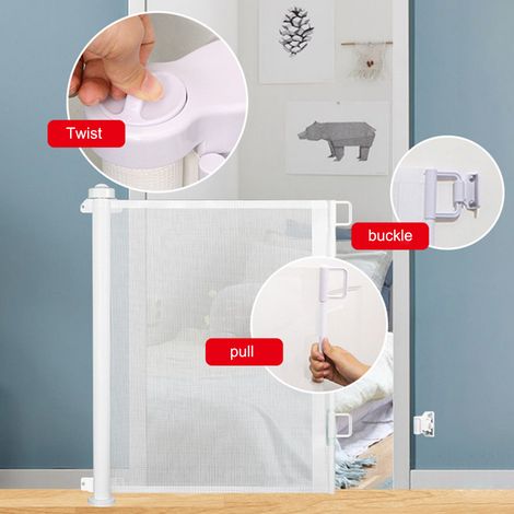 Barrière de sécurité enfant robuste avec verrou à rotation pour balcon, salle de bain et cage d'escalier (1/5)