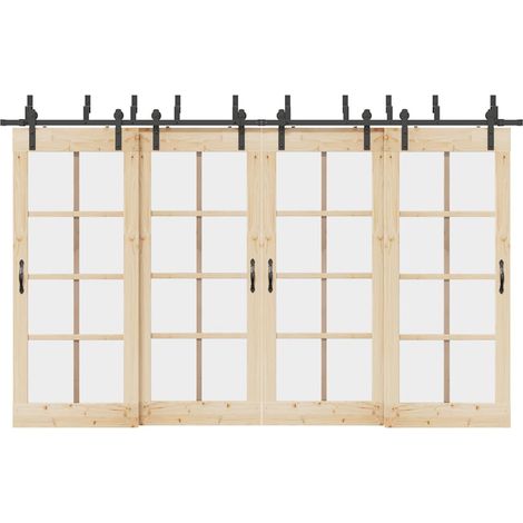 Schiebetürbeschlag-Set 366 cm Stahl Schwarz