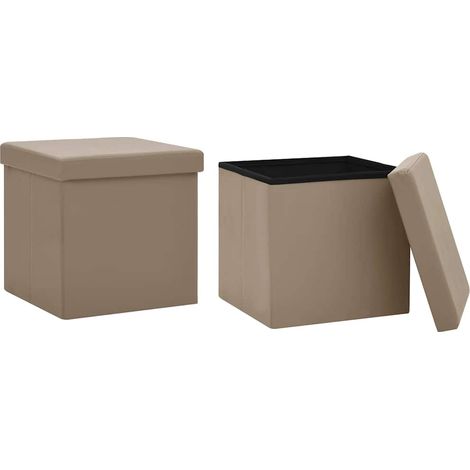 Maison Exclusive - Sgabelli con Contenitore Pieghevoli 2 pz Cappuccino in PVC (1/5)