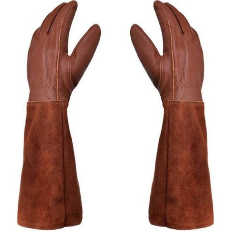 Unisex-Gartenhandschuhe – Paar Gartenhandschuhe – Lederschutz – Dorn- und Brombeer-Gartenhandschuhe und Arbeitshandschuhe – Braun – M