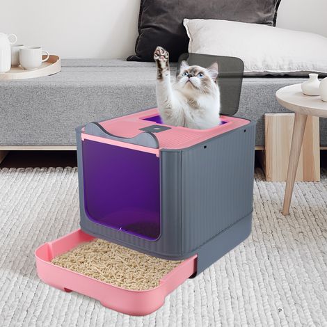 Bac à litière fermé pour chat, stérilisation et désinfection des toilettes pour chat, 35x45x37cm, avec pelle à litière pour chat, sans odeur (1/5)