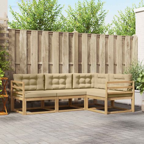 vidaXL Outdoor-Sofagarnitur mit Kissen 3 pcs Weiß und Beige Polyester (1/5)
