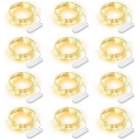 Guirlande lumineuse - - Lot de 12 - LED - 2m - Blanc chaud - Étanche IP65 (1/4)