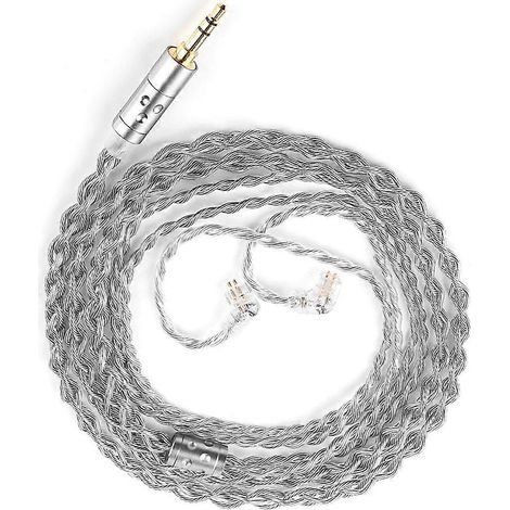 T7 336 Kopfhörer-Upgrade-Kabel mit versilberten Leitern, 3,5-mm-Klinkenstecker, 2-poliger Anschluss, HiFi-Stereo, 4-adriges Kabel, Mikrofon nicht im Lieferumfang enthalten (1/5)