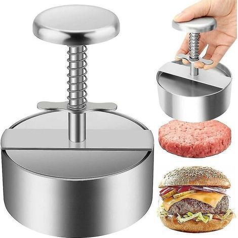 Presse à hamburger, moule à steak haché en acier inoxydable 304 avec échelle pour les réunions de famille, les rassemblements, les barbecues (1/5)