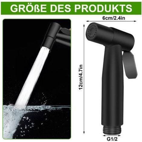 Tête de Douchette wc inoxydable pulvérisateur de bidet à main pour toilette pour douche salle de bain hygiène papier toilette nettoyage des couches (pulvérisateur seulement, Noir) (1/4)