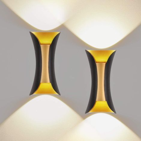 Lot de 2 appliques murales d'intérieur/extérieur, 10 W, blanc chaud 3000 K, étanches IP65, pour salon/chambre [Classe énergétique A+] - RWL Lighting / Éclairage extérieur / Appliques murales (1/4)