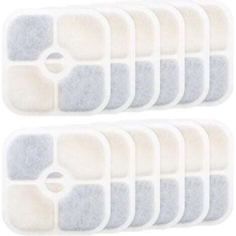 12-Piece Water Fountain Filters - for Catit PIXI 43717 - Activated Carbon Filter - High Quality - Purifying - Refill - Pet Fountain Filters - Rectangle - Fountain for