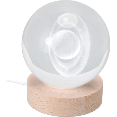 Lampe de nuit Saturne 3D en cristal, veilleuse LED en bois sculpté, ornement de table, cadeau pour les amis et les enfants, lumière colorée Saturne (1/5)