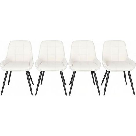 Juego de 4 sillas de comedor tapizadas en terciopelo blanco con estructura metálica HOMVRA (1/5)