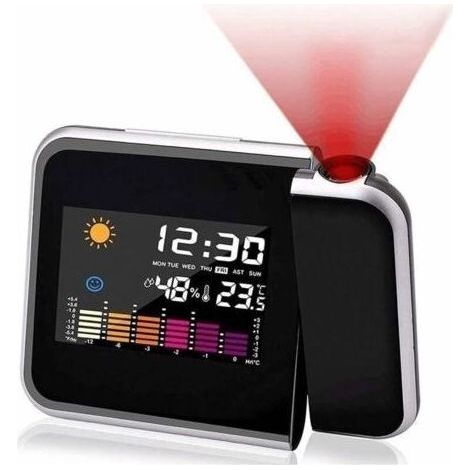 Projection alarm clock, color calendar, personalized weather forecast for the room, projector with adjustable brightness (1/5)