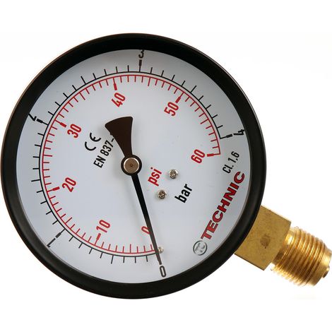 Manometer YT100-1/2" 0-4 bar 100 mm mit Bodengewinde (1/2)