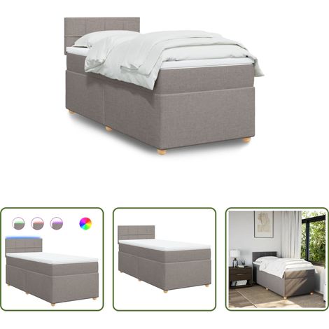 vidaXL Surmatelas -  Sommier à lattes de lit avec matelas Taupe 90x190 cm Tissu (1/5)