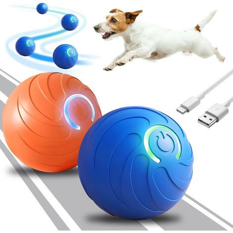 Lot de 2 jouets interactifs pour chien, balle interactive, balle magique électrique, jouet intelligent avec lumières LED, balle interactive pour chiots, taille S