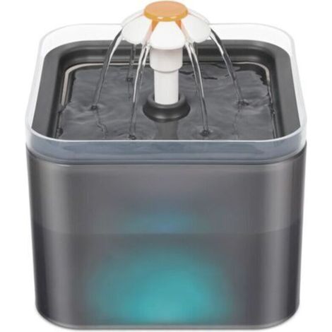 Fontaine à eau automatique silencieuse pour chats et chiens – 2 L, avec filtration au charbon actif, pompe submersible, éclairage LED intégré et design ergonomique gris